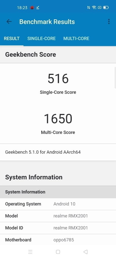 Realme 6 with Helio G90T Geekbench