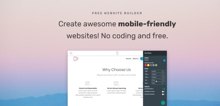 Mobrise Review: A Promising Free Website Builder Software for Small Businesses that allows you to publish the content to your own hosting