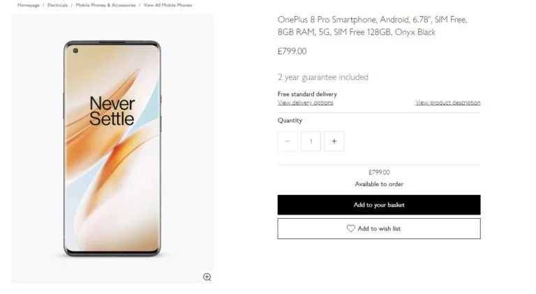 OnePlus 8 Pro available from John Lewis for £799 – OnePlus 8 for £599