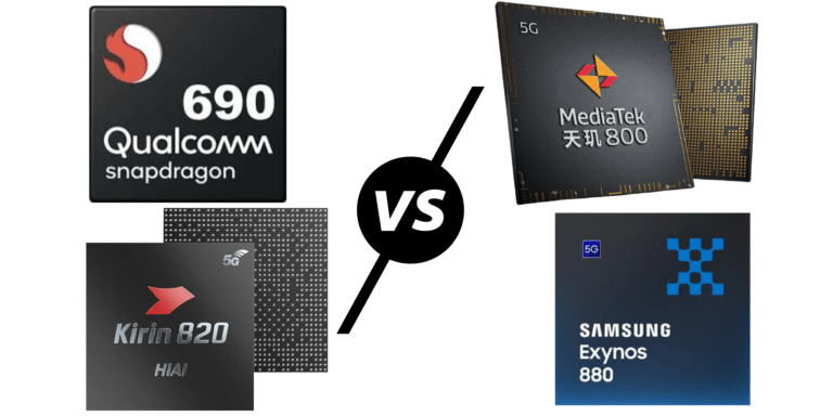 Qualcomm Snapdragon 690 vs Mediatek Dimensity 800 & 820 vs Hisilicon Kirin 820 vs Exynos 880 – Affordable 5G chipset Comparison