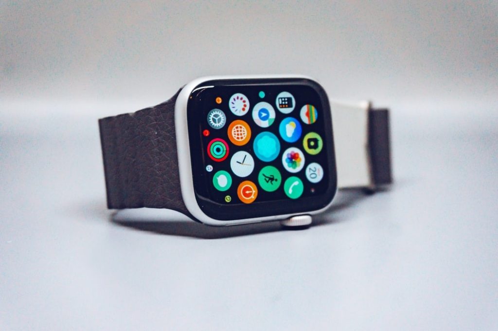 An Apple Watch Series 5 with multiple apps