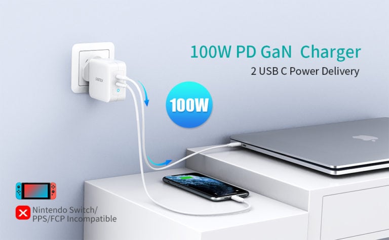 Choetech PD 100W Dual USB-C Fast Charger Review – 100W Power delivery on a single port or 45W with both ports, ideal for Macbook Pro
