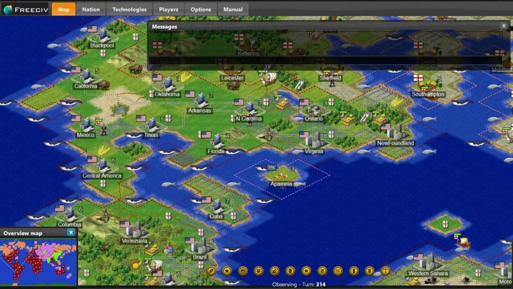 FreeCiv - Best none flash browser games for 2021 for budget phones and laptops