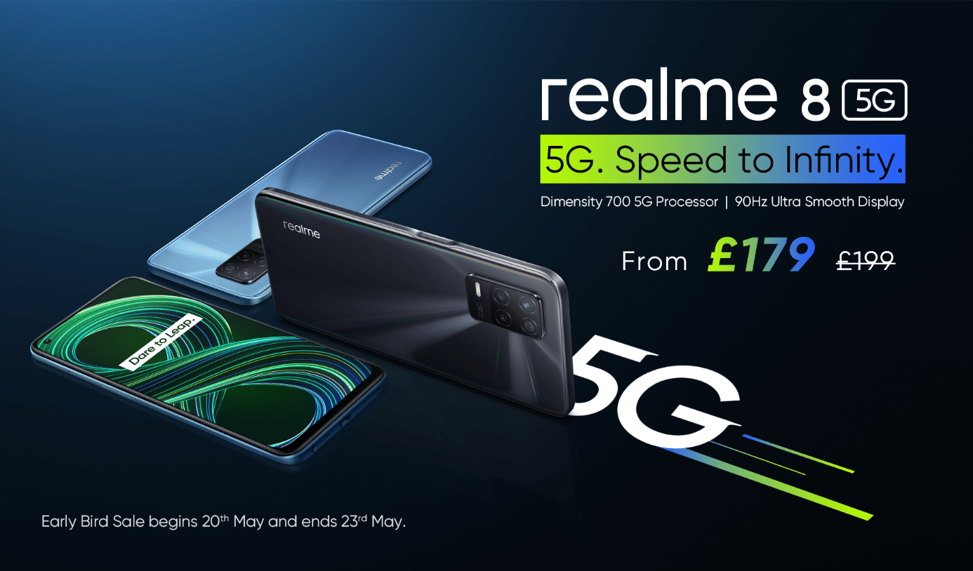 Realme 8 5G priced from £179 in UK – Realme 8 for £199 – Available from 20th of May