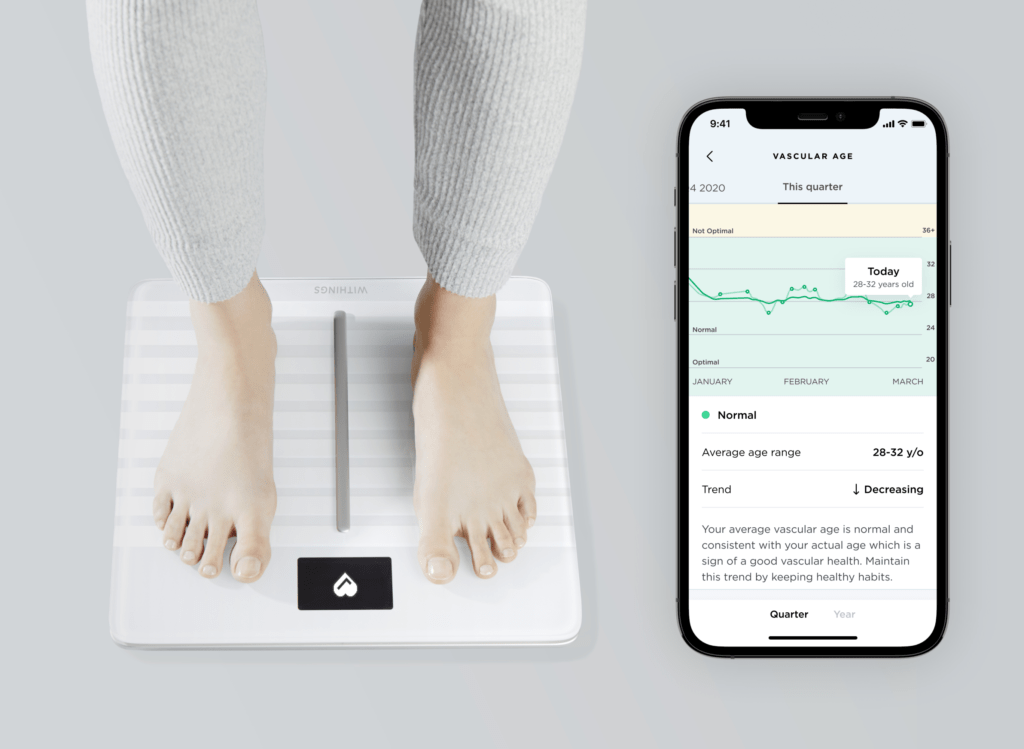 Withings Body Cardio Vascular Age 6 - Withings Body Cardio Scale will now give you a Vascular Age to give you a user-friendly view of arterial health based on the cardiovascular index