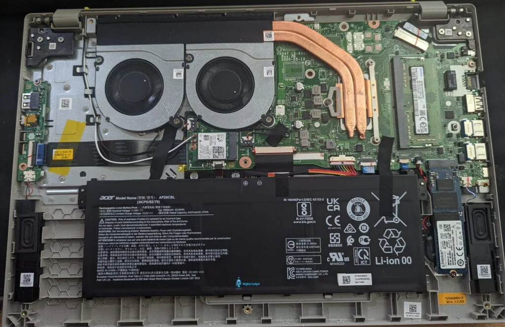 Acer Aspire Vero Review Internal Components - Acer Aspire Vero Laptop Review: Serviceable design makes this easy to fix or upgrade