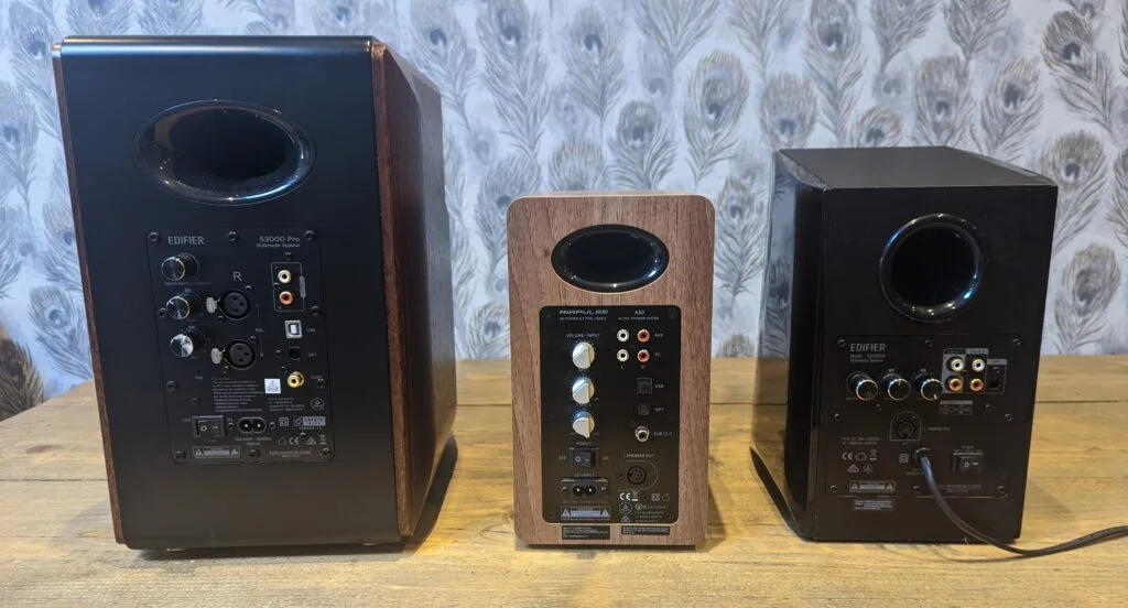 Airpulse a80 vs edifier S3000Pro vs R2000DB rear - Airpulse A80 Review – How do they sound vs the Edifier S3000 Pro?