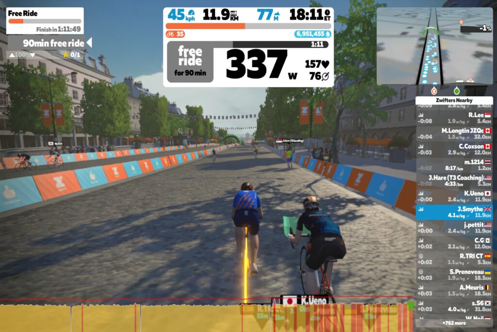 Zwift Free Ride in Paris - Top Free and Paid Indoor Cycling Apps – Virtual / Augmented Cycling & Structured Training
