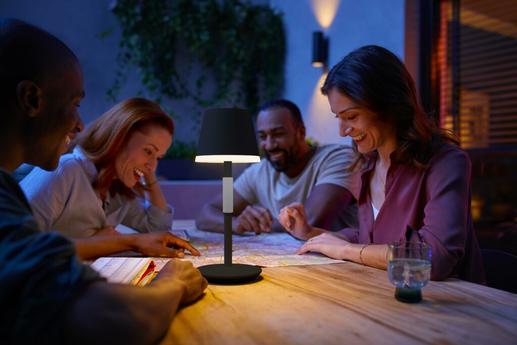 Philips Hue Go portable table lamp lifestyle - Philips Hue Tap Dial Switch provides greater control with four buttons, multi-room control and dial-based dimming
