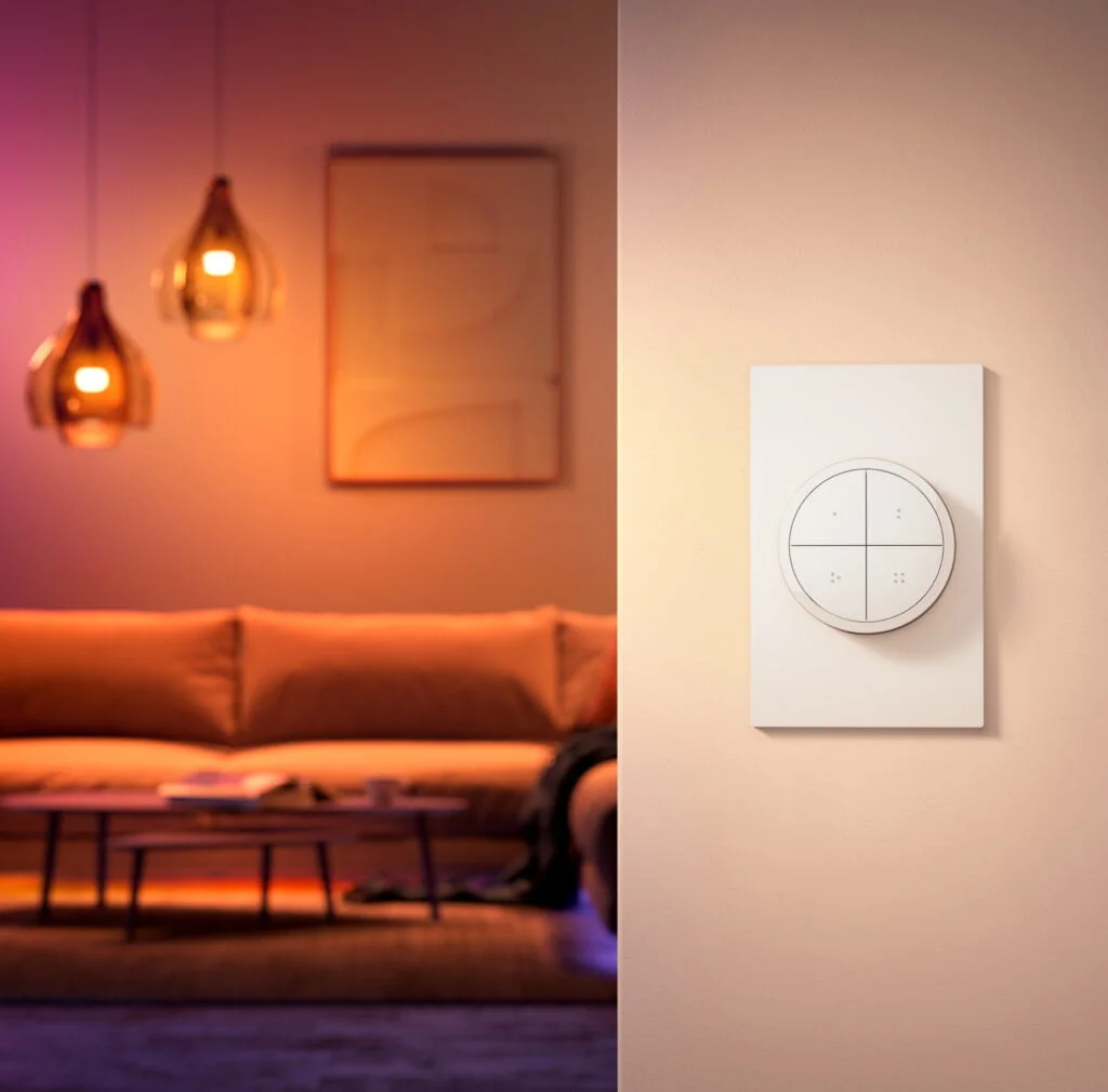 Philips Hue Tap dial switch lifestyle - Philips Hue Tap Dial Switch provides greater control with four buttons, multi-room control and dial-based dimming