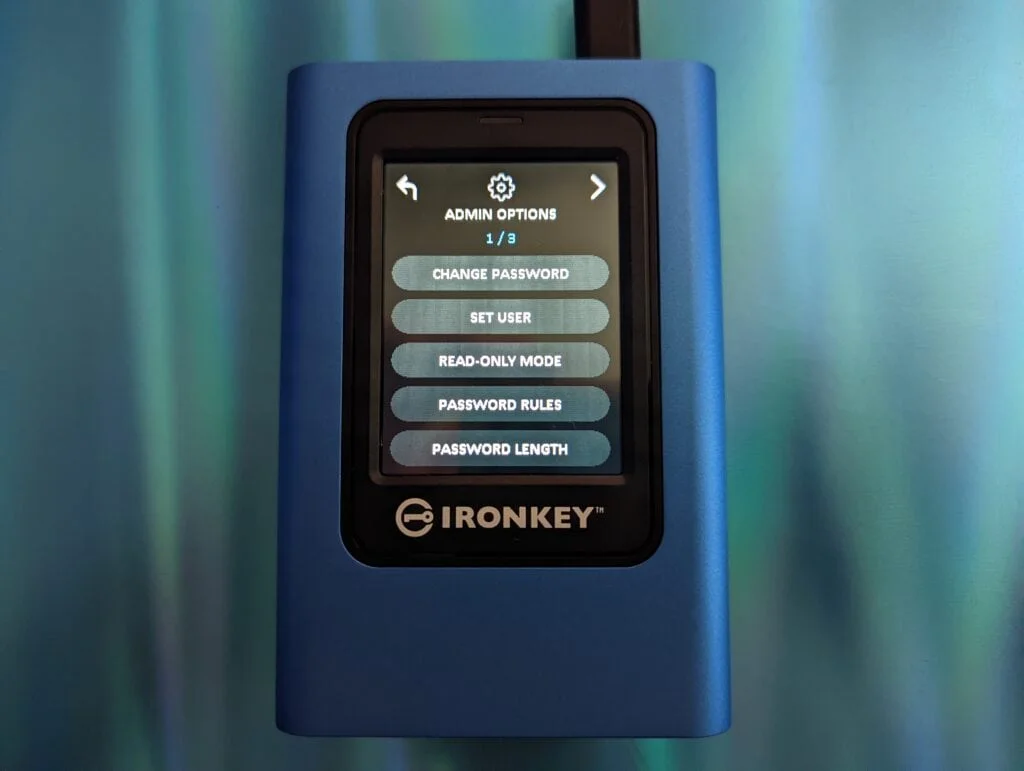Kingston IronKey Vault Privacy 80 Admin Options - Kingston IronKey Vault Privacy 80 External SSD Review – A FIPS 197 encrypted SSD with touch screen display