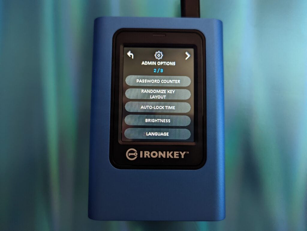 Kingston IronKey Vault Privacy 80 Admin Options1 - Kingston IronKey Vault Privacy 80 External SSD Review – A FIPS 197 encrypted SSD with touch screen display
