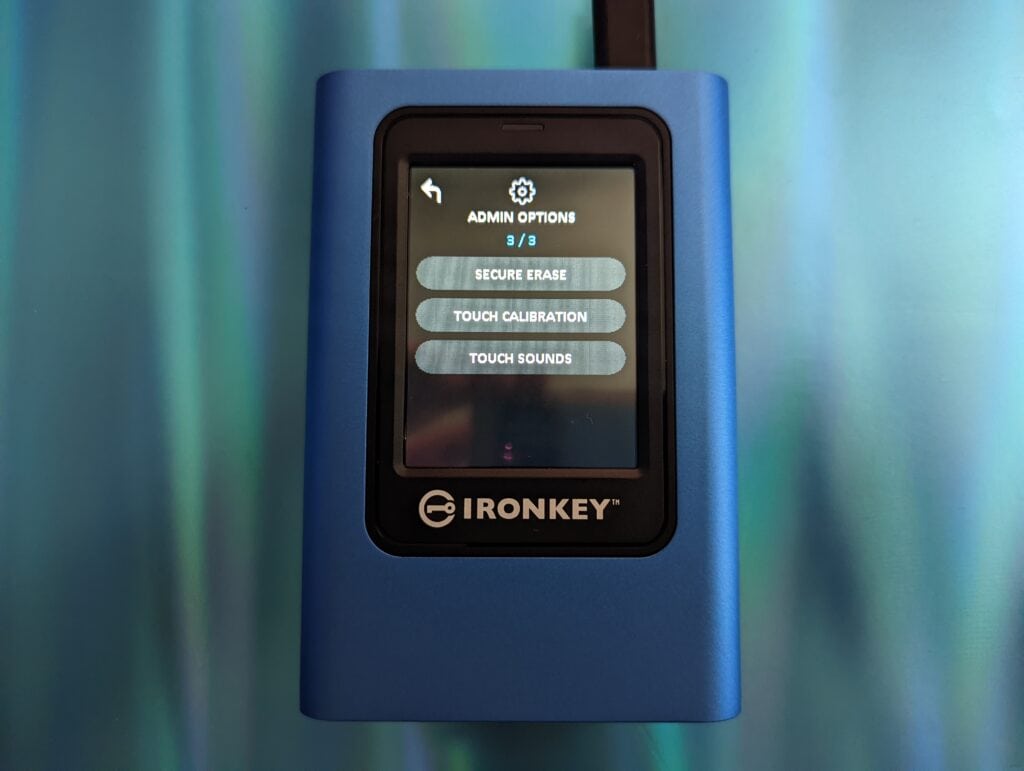 Kingston IronKey Vault Privacy 80 Admin Options2 - Kingston IronKey Vault Privacy 80 External SSD Review – A FIPS 197 encrypted SSD with touch screen display