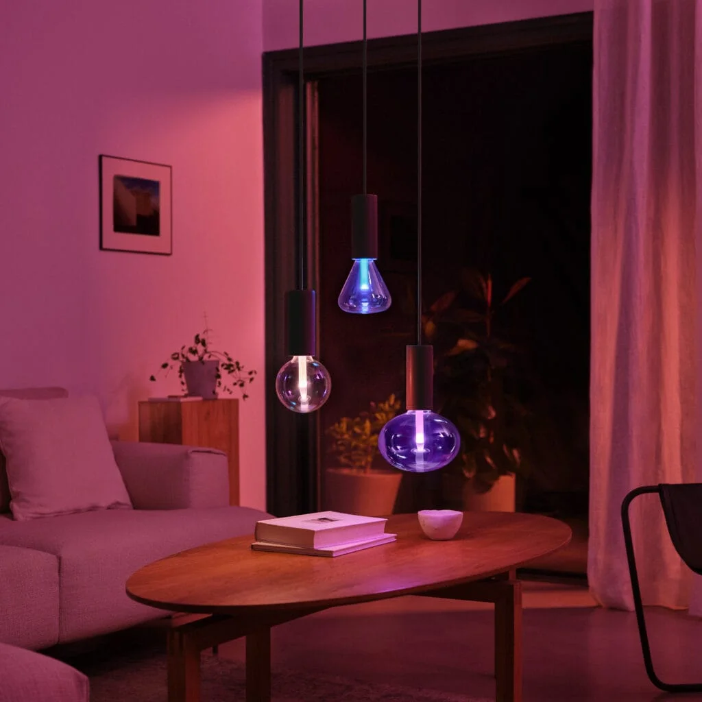 Philips Hue Lightguide bulbs and matching pendant light cords lifestyle 1 - Philips Hue Play gradient lightstrip for PC to synchronise games with RGB lighting  & Lightguide bulbs announced at IFA 2022