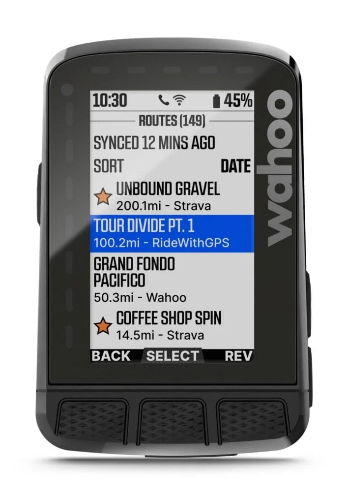 Route List - Wahoo Dual Band GPS ELEMNT ROAM Announced Plus Supersapiens & Wahoo X Integration