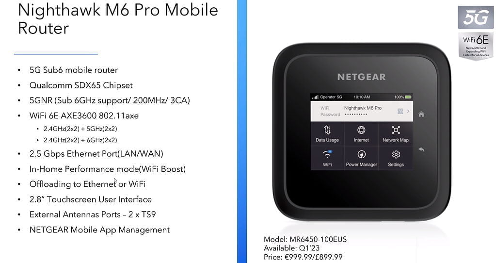 Nighthawk M6 Pro - Nighthawk M6 Pro 5G Mobile Hotspot Announced with Qualcomm SDX65, Wi-Fi 6E and 2.5GbE at CES 2023