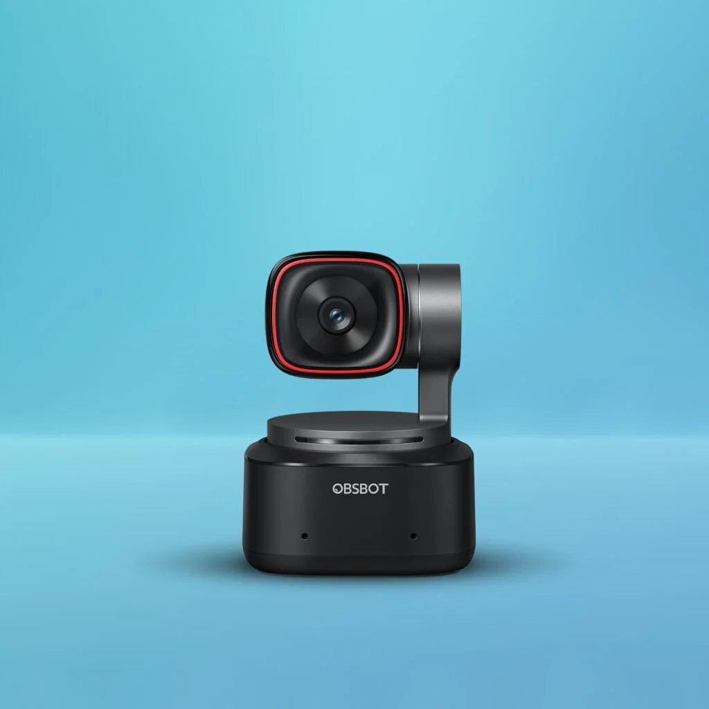 01. The front side of Tiny 2 - OBSBOT Tiny 2 vs Insta360 Link AI PTZ 4K Webcam Comparison – Tiny 2 is cheaper and has a bigger 1.5” sensor