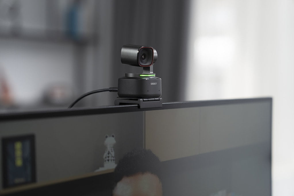 02. Tiny 2 with Adjustable Mount - OBSBOT Tiny 2 vs Insta360 Link AI PTZ 4K Webcam Comparison – Tiny 2 is cheaper and has a bigger 1.5” sensor