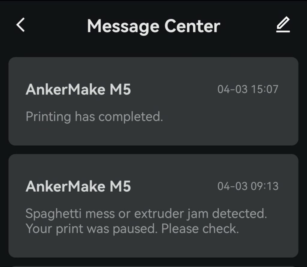 M5 App Notifications - AnkerMake M5 Review - An Exceptionally Good 3D Printer