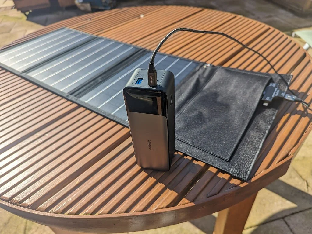 Technaxx 21W Foldable Solar Charging Case Review Power bank charging - Technaxx 21W Foldable Solar Charging Case Review - TX-207 Portable Solar Charger
