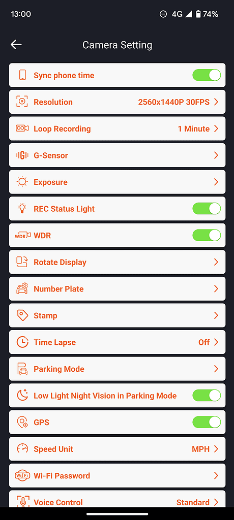 Vantrue Element 2 Review App Settings - Vantrue Element 2 Dual Dash Cam Review - Front and Rear 2.5K GPS camera with WiFi