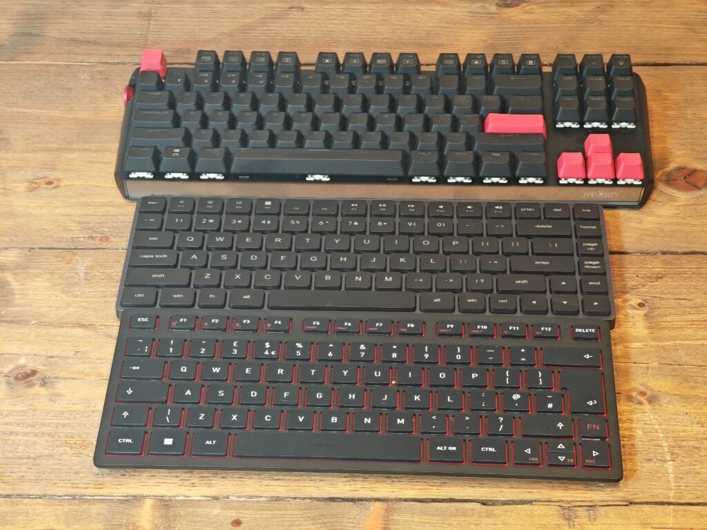 Cherry KW 9200 Mini Wireless Keyboard vs Vissles LP85 top down - Cherry KW 9200 Mini Wireless Keyboard Review – The best portable keyboard for travel