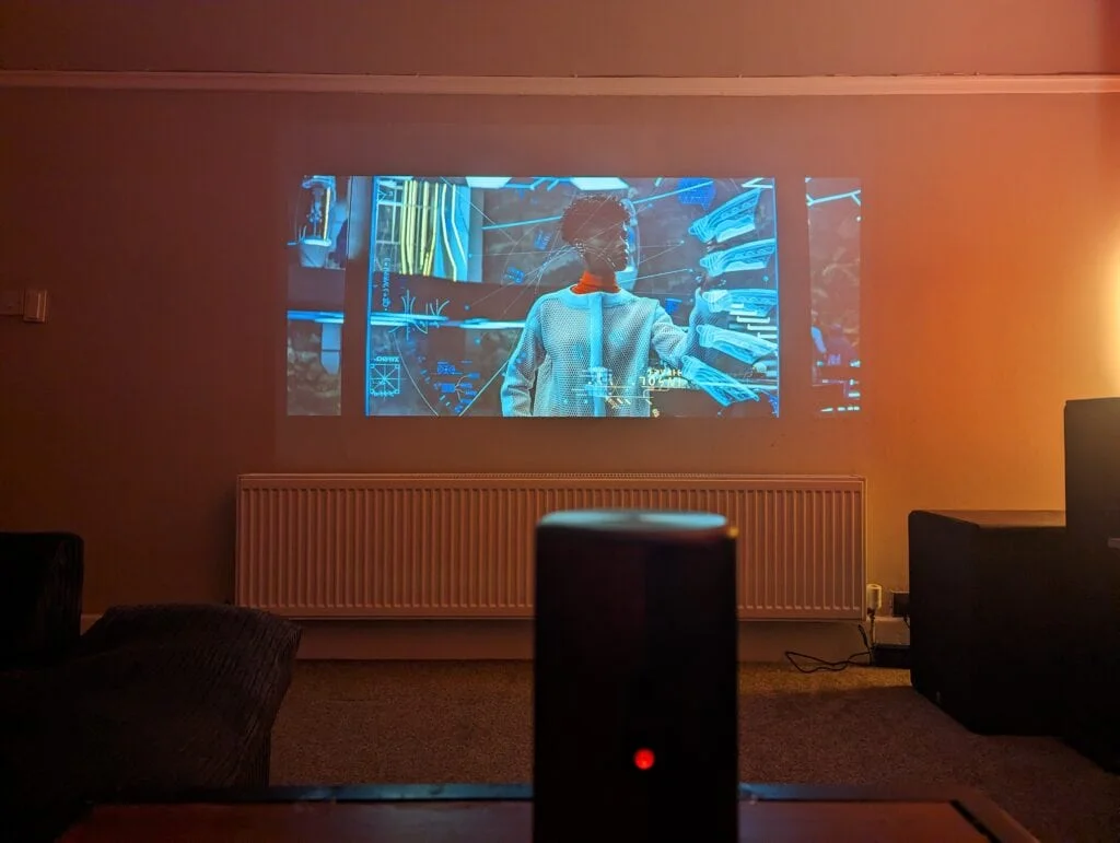 Nebula Capsule 3 Laser Review Image Quality and Brightness Light Room 2 - Nebula Capsule 3 Laser Review vs XGIMI Halo+ vs BenQ GS50 Portable Projectors