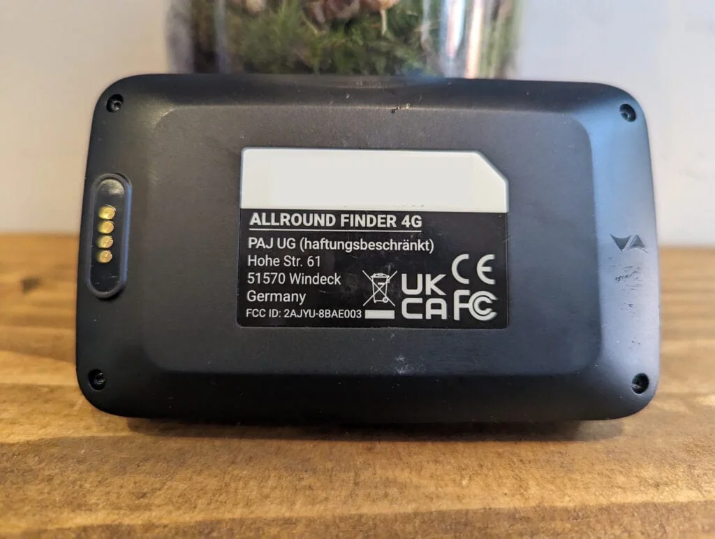 PAJ Allround Finder 4G GPS Tracker Review rear of the device and battery connector - PAJ Allround Finder 4G GPS Tracker Review – Tracking Luggage with GPS vs Apple AirTag