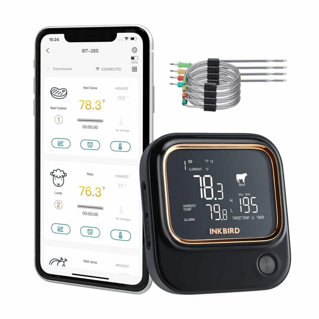 Inkbird IBT 26S - INKBIRD IBT-26S Smart BBQ Thermometer Review with WiFi & Bluetooth vs Weber Connect Smart Grilling Hub