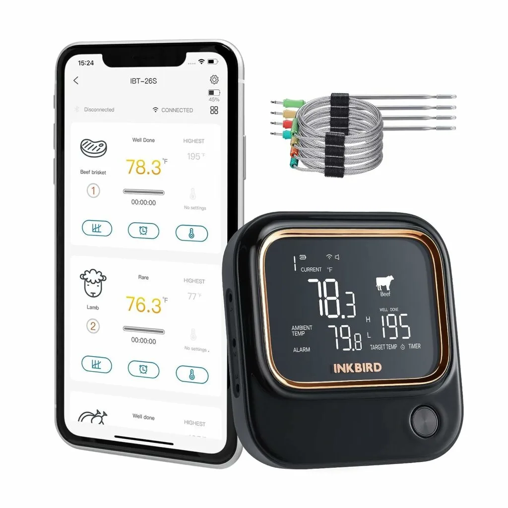 Inkbird IBT 26S - INKBIRD IBT-26S Smart BBQ Thermometer Review with WiFi & Bluetooth vs Weber Connect Smart Grilling Hub