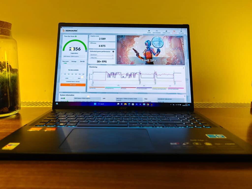Acer Swift Edge 16 Review Benchmarks 3 - Acer Swift Edge 16 Review 2023 – 1.25 kg Ultralightweight 16-inch laptop with OLED, Ryzen 7 7840U & Wi-Fi 7