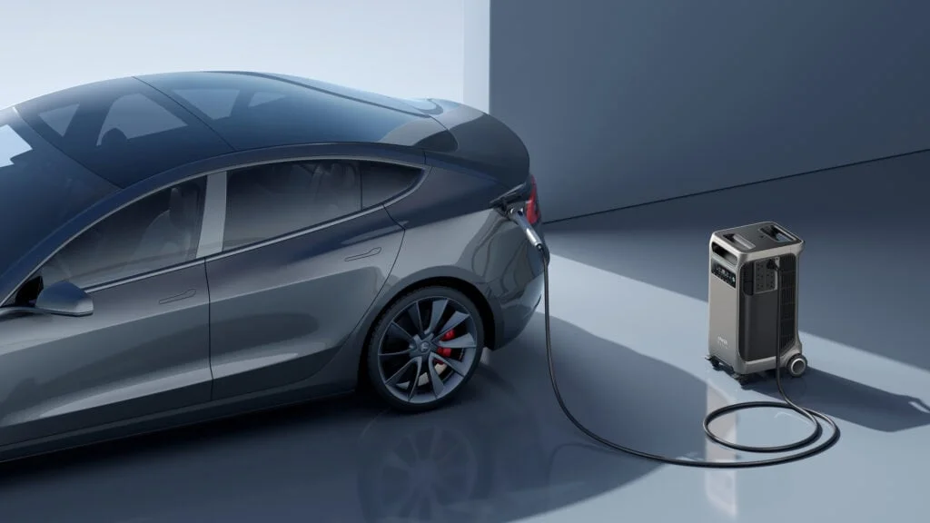 Anker SOLIX F3800 Car Charging 2 - Anker Showcases SOLIX X1 Home Energy Solution & SOLIX F3800 Portable Power Station at RE+ 2023