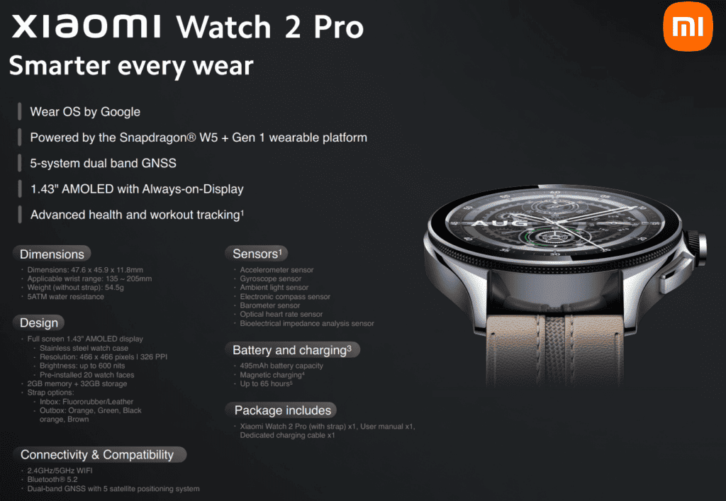 Xiaomi Watch 2 Pro - Xiaomi Watch 2 Pro Wear OS Smart Watch Announced With Impressive 65-Hour Battery Life & Snapdragon W5 + Gen 1 Chipset