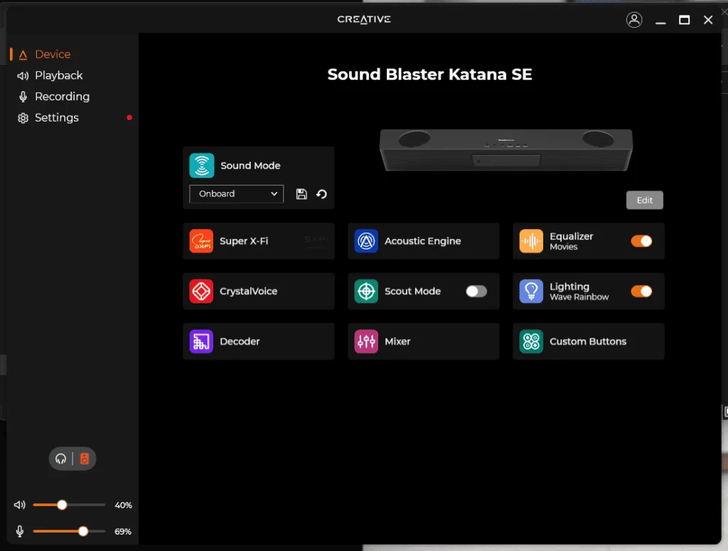 Creative App 4 - Creative Sound Blaster Katana SE Soundbar Review – RGB soundbar with USB and HDMI Arc connectivity
