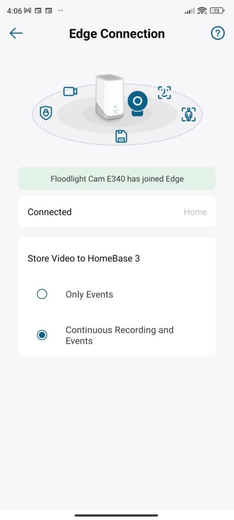 Eufy Floodlight Camera E340 App Homebase connection and continuous recording - Eufy Floodlight Camera E340 Review vs S330 Floodlight Cam 2 Pro