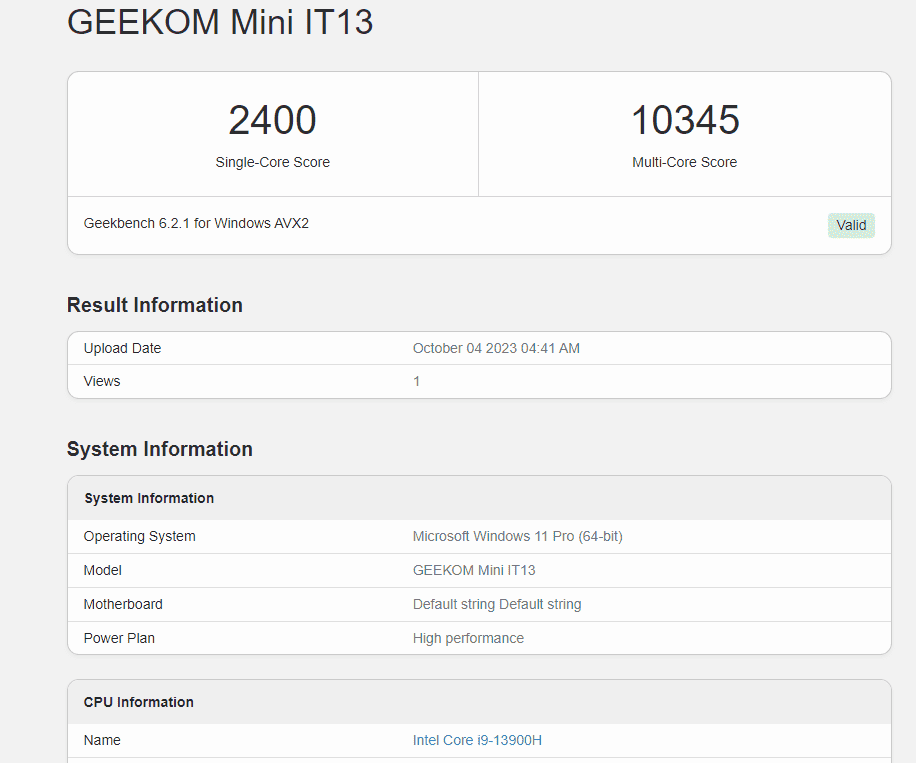 Geekcom Mini IT13 geekbench - Geekom Mini IT13 Mini PC Review: The first mini PC with the Intel Core i9-13900H