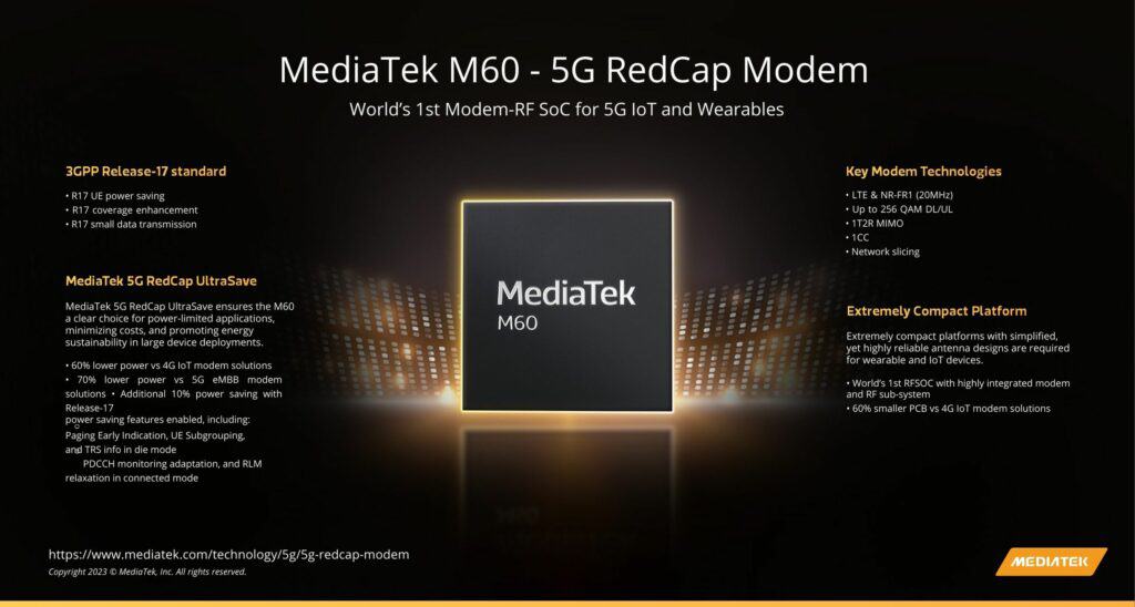 MediaTek M60 Infographic - MediaTek Unveils RedCap Chipsets to Bring Efficient 5G Connectivity to IoT Devices
