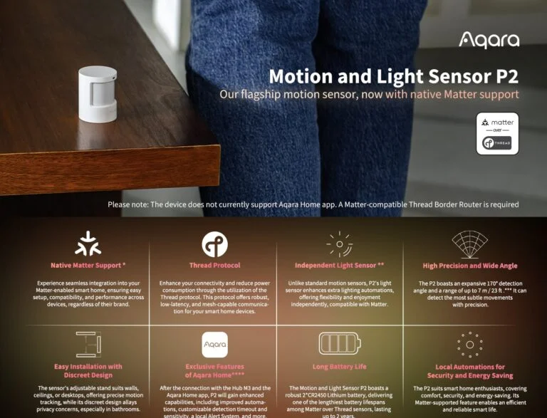Aqara Launches New Motion and Light Sensor P2 with Thread and Matter Support