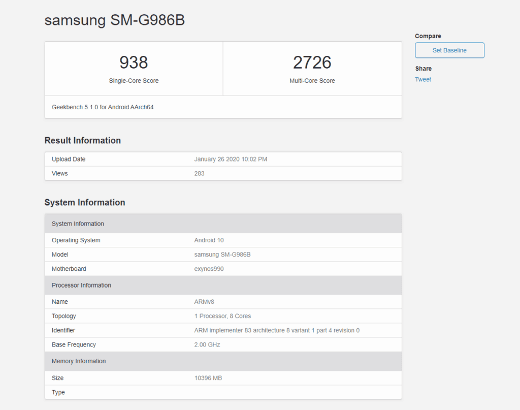Samsung Galaxy S20 - Exynos 990 vs Qualcomm Snapdragon 865 Geekbench Results Compared 2 Exynos 990 1024x807 1