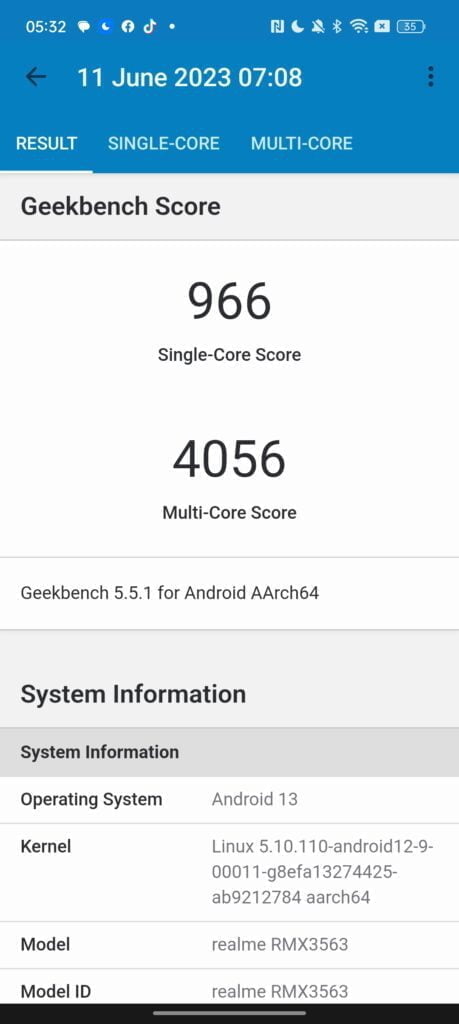 Mediatek Dimensity 8050 vs Dimensity 8100 Benchmarks – Infinix Note 30 VIP vs Realme GT Neo 3 6 Mediatek Dimensity 8100 Benchmarks on Realme GT3 Neo Geekbench V5 459x1024 1