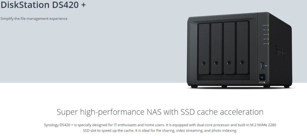 Synology D9220+ vs DS420+ vs DS918+ vs DS418play – New faster NAS solutions coming with DDR4 & NVMe support (now with DS720+) 6 Synology DS420 plus 1024x456 1