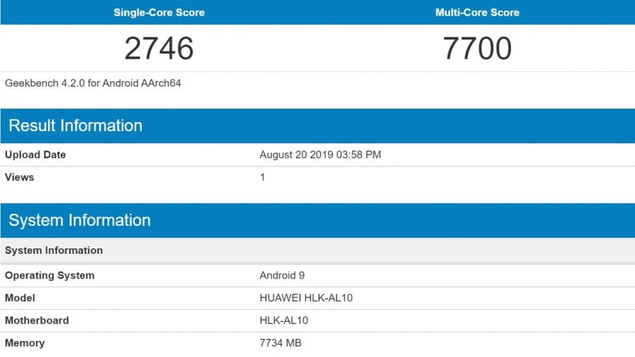 kirin 810 geekbench