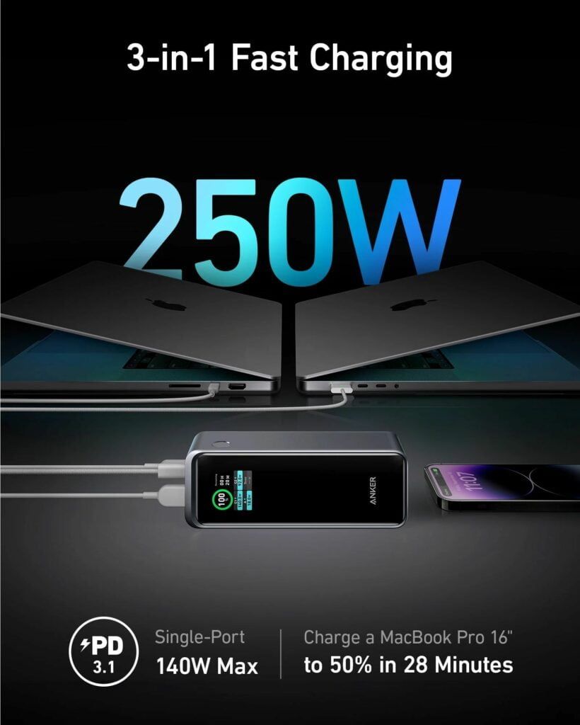 Anker Prime Series Launched included 240-watt GaN Desktop Charger & Anker Prime 200-watt Power Bank 6 Anker Prime 250 watt Power Bank 820x1024 1