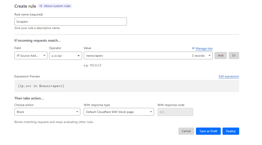 How to stop websites scraping content & submitting DMCA notices – Part 2 2 Cloudflare Block IP 1024x570 1
