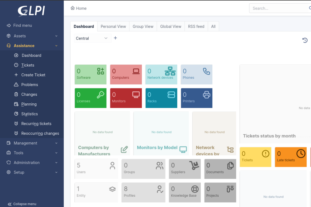 Open-Source MSP Tech Stack – RMM / PSA / ITSM / Remote Access Tools for Startup MSPs 7 GLPI 1024x681 1