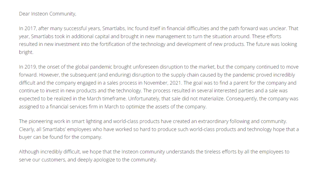 Insteon smart home automation servers are down & the company is believed to have gone bust 2 Insteon 1024x580 1