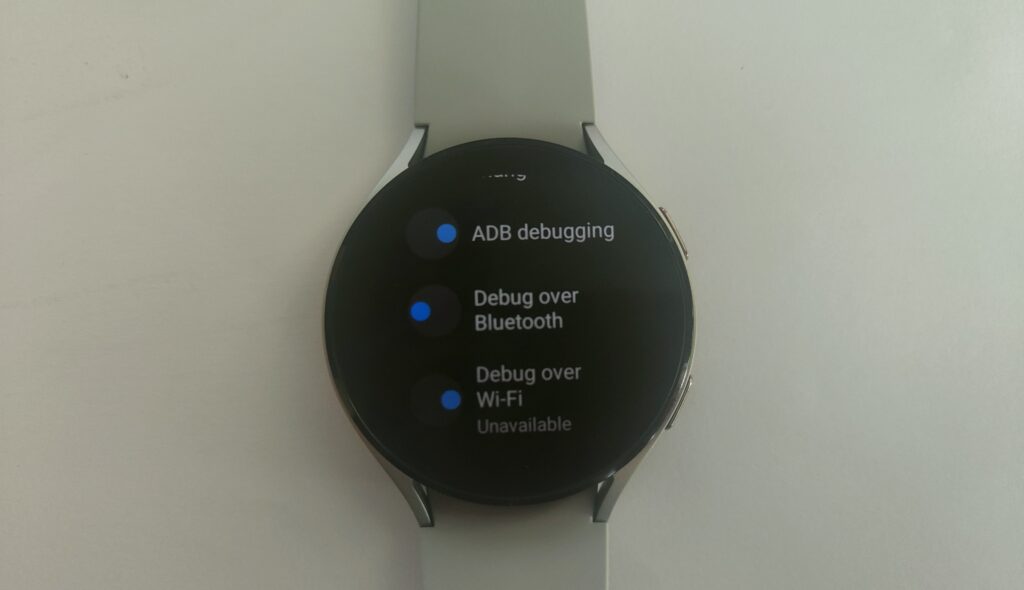 How to use ECG & Blood Pressure on a Galaxy Watch 4 without a Samsung Phone using a modded Samsung Health Monitor App 5 SamsungGalaxy Watch4 enabled debugging 3 1024x590 1