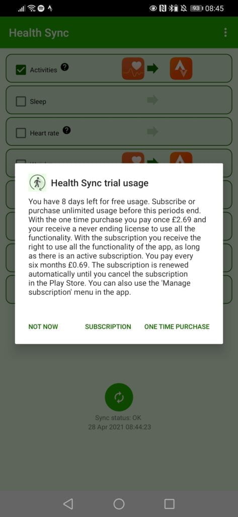 How to sync your activities from Huawei Health to Strava – For Huawei Watch GT series, Honor Watch and Honor / Huawei band 10 Screenshot 20210428 084536 nl.appyhapps.healthsync 473x1024 1