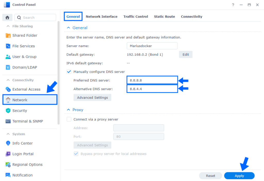 Synology NAS DNS Settings 1024x703 1