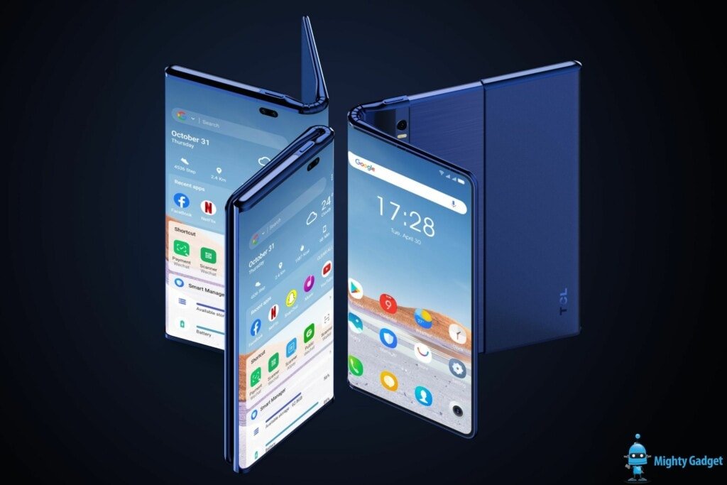 TCL Fold 'n Roll concept demoed, providing 6.87”, 8.85”, 10” display sizes with adjustable aspect ratio & a promise of a simple foldable in 2021 2 TCL fold and roll 1024x683 1